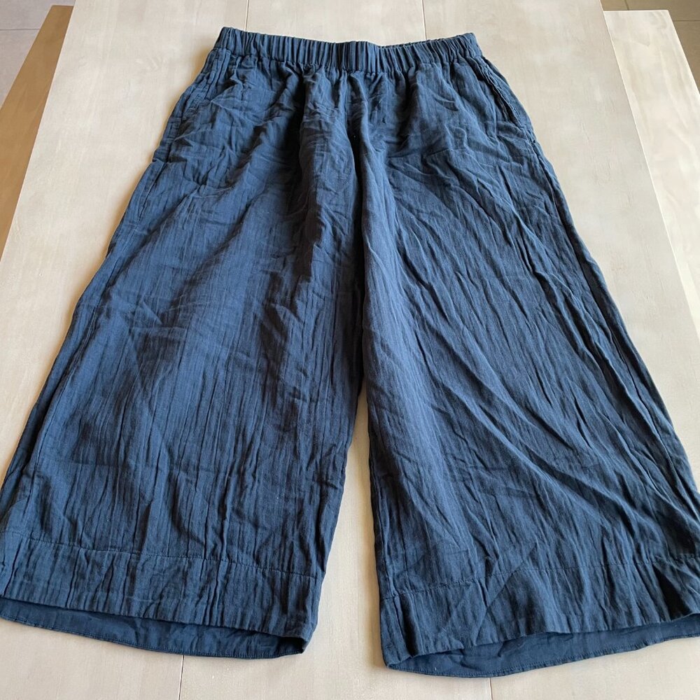 Pact 100% Organic Cotton Women's Coastal Double Gauze Wide Leg Pant, Blue - XL - Picture 4 of 12